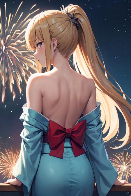 03772-3531632448-masterpiece, best quality, absurdres, perfect anatomy, 1girl, solo, KeiKaruizawa, hair scurnchie, ponytail, aurora, back, bare b.png
